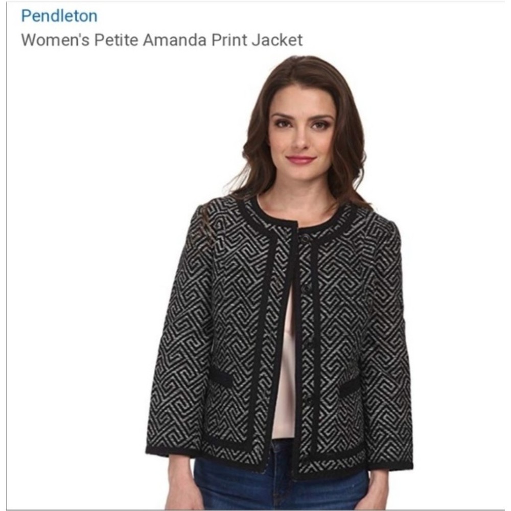 Pendleton Amanda Print Blazer Jacket 3/4 Sleeve S… - image 3